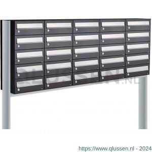 Allux Hive set postkast staal verzinkt gepoedercoat 5-breed 5-hoog op statief zwart 40030070_5x5s