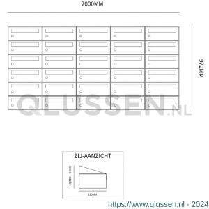 Allux Hive set postkast staal verzinkt gepoedercoat 5-breed 6-hoog zwart 40030070_5x6