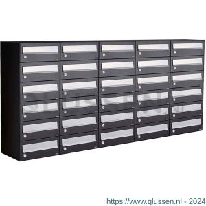 Allux Hive set postkast staal verzinkt gepoedercoat 5-breed 6-hoog zwart 40030070_5x6