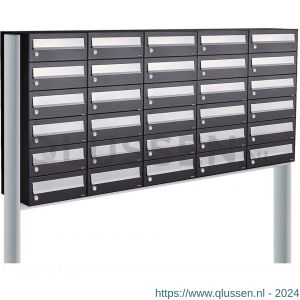 Allux Hive set postkast staal verzinkt gepoedercoat 5-breed 6-hoog op statief zwart 40030070_5x6s