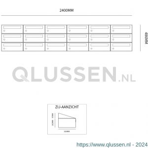 Allux Hive set postkast staal verzinkt gepoedercoat 6-breed 3-hoog zwart 40030070_6x3