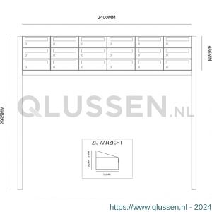 Allux Hive set postkast staal verzinkt gepoedercoat 6-breed 3-hoog op statief zwart 40030070_6x3s