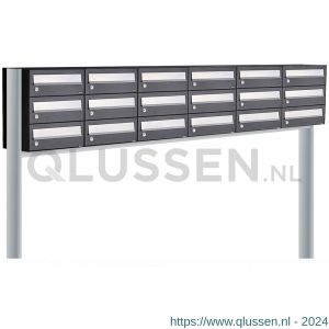 Allux Hive set postkast staal verzinkt gepoedercoat 6-breed 3-hoog op statief zwart 40030070_6x3s