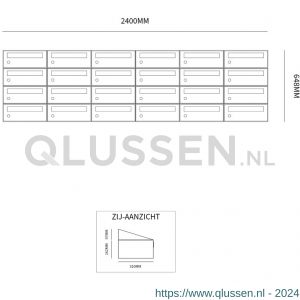 Allux Hive set postkast staal verzinkt gepoedercoat 6-breed 4-hoog antraciet 40030065_6x4