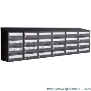 Allux Hive set postkast staal verzinkt gepoedercoat 6-breed 4-hoog met dak zwart 40030070_6x4d