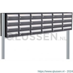 Allux Hive set postkast staal verzinkt gepoedercoat 6-breed 4-hoog op statief zwart 40030070_6x4s