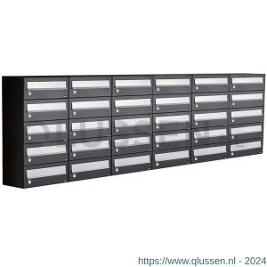 Allux Hive set postkast staal verzinkt gepoedercoat 6-breed 5-hoog zwart 40030070_6x5