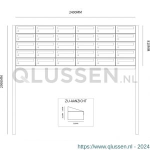 Allux Hive set postkast staal verzinkt gepoedercoat 6-breed 5-hoog op statief antraciet 40030065_6x5s