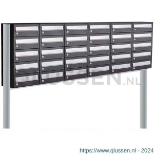 Allux Hive set postkast staal verzinkt gepoedercoat 6-breed 5-hoog op statief zwart 40030070_6x5s