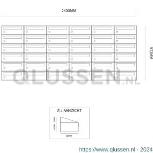 Allux Hive set postkast staal verzinkt gepoedercoat 6-breed 6-hoog antraciet 40030065_6x6