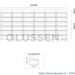 Allux Hive set postkast staal verzinkt gepoedercoat 6-breed 6-hoog met dak zwart 40030070_6x6d