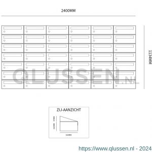 Allux Hive set postkast staal verzinkt gepoedercoat 6-breed 7-hoog antraciet 40030065_6x7