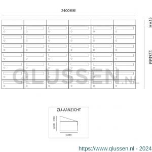 Allux Hive set postkast staal verzinkt gepoedercoat 6-breed 7-hoog met dak antraciet 40030065_6x7d