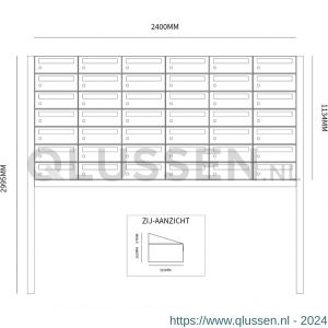 Allux Hive set postkast staal verzinkt gepoedercoat 6-breed 7-hoog op statief antraciet 40030065_6x7s