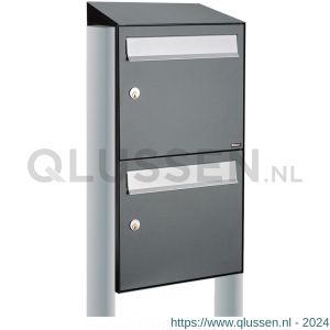 Allux Flow set postkast staal verzinkt gepoedercoat 2-hoog met dak op statief antraciet 40040065_1x2ds