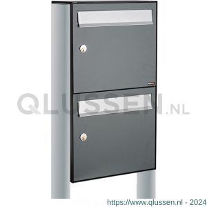 Allux Flow set postkast staal verzinkt gepoedercoat 2-hoog op statief antraciet 40040065_1x2s