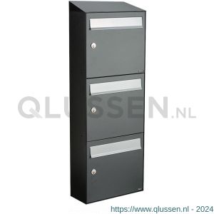 Allux Flow postkast 3-hoog met dak antraciet 40040065_1x3D