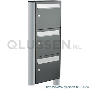 Allux Flow set postkast staal verzinkt gepoedercoat 3-hoog op statief antraciet 40040065_1x3s