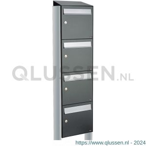 Allux Flow set postkast staal verzinkt gepoedercoat 4-hoog met dak op statief antraciet 40040065_1x4ds