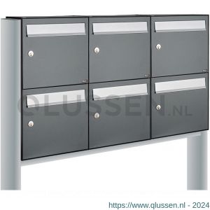 Allux Flow set postkast staal verzinkt gepoedercoat 3-breed 2-hoog op statief antraciet 40040065_3x2s