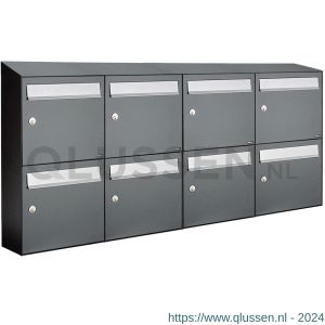 Allux Flow set postkast staal verzinkt gepoedercoat 4-breed 2-hoog met dak antraciet 40040065_4x2d