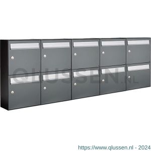 Allux Flow set postkast staal verzinkt gepoedercoat 5-breed 2-hoog antraciet 40040065_5x2