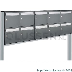 Allux Flow set postkast staal verzinkt gepoedercoat 5-breed 2-hoog op statief antraciet 40040065_5x2s