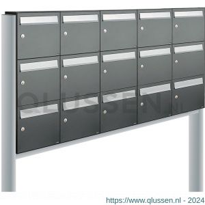 Allux Flow set postkast staal verzinkt gepoedercoat 5-breed 3-hoog op statief antraciet 40040065_5x3s