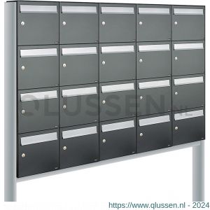 Allux Flow set postkast staal verzinkt gepoedercoat 5-breed 4-hoog op statief antraciet 40040065_5x4s