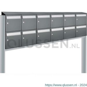 Allux Flow set postkast staal verzinkt gepoedercoat 6-breed 2-hoog met dak op statief antraciet 40040065_6x2ds