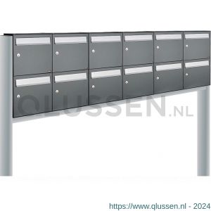 Allux Flow set postkast staal verzinkt gepoedercoat 6-breed 2-hoog op statief antraciet 40040065_6x2s