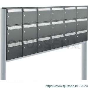 Allux Flow set postkast staal verzinkt gepoedercoat 6-breed 3-hoog op statief antraciet 40040065_6x3s