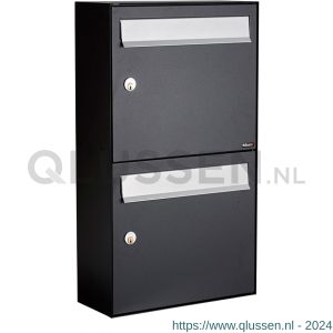 Allux Flow set postkast staal verzinkt gepoedercoat 2-hoog zwart 40040070_1x2