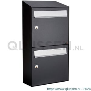 Allux Flow set postkast staal verzinkt gepoedercoat 2-hoog met dak zwart 40040070_1x2d