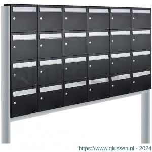 Allux Flow set postkast staal verzinkt gepoedercoat 6-breed 4-hoog op statief zwart 40040070_6x4s