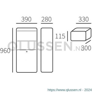 Allux 800 pakketzuil pakketbrievenbus antraciet achteruitname 40080165