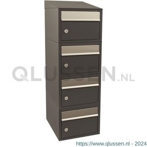 Allux Brickset postkast staal verzinkt gepoedercoat 4-hoog met dak antraciet 40215065_1x4d