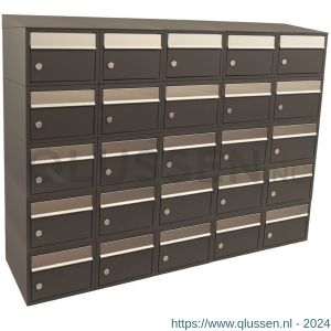 Allux Brickset postkast staal verzinkt gepoedercoat 5-breed 5-hoog met dak antraciet 40215065_5x5d