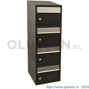 Allux Brickset postkast staal verzinkt gepoedercoat 4-hoog met dak zwart 40215070_1x4d