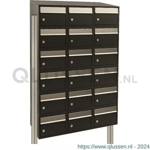 Allux Brickset postkast staal verzinkt gepoedercoat 5-breed 6-hoog met dak op statief zwart 40215070_5x6ds