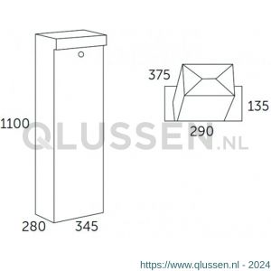 Allux Grundform pakketzuil brievenbus zwart-kleuren 40430001