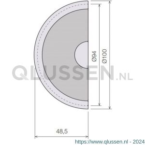 Didheya schuifdeurkom 1/2 cirkel 40 mm deur RVS inox 51053040