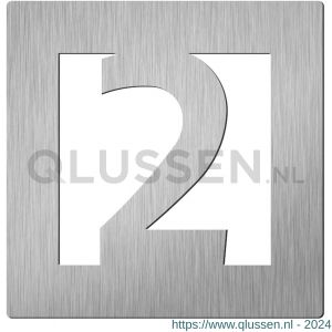 Didheya vierkant huiscijfer 60 mm nummer 2 RVS inox 51950002