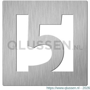 Didheya vierkant huiscijfer 60 mm nummer 5 RVS inox 51950005