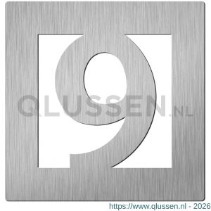 Didheya vierkant huiscijfer 60 mm nummer 9 RVS inox 51950009
