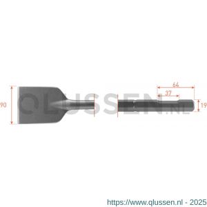 Rotec 215.35 zeskant asfaltbeitel met uitsparing 19 mm 90x400 mm 215.3535