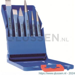 Rotec 218.90 koudbeitel slaggereedschap set 218 6 delig in kunststof cassette 218.9005