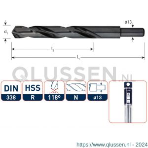 Rotec 120 HSS-R spiraalboor DIN 338 type N d2=13 diameter 13,5x108x160 mm 120.1350