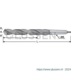 Rotec 177 HM MK2-spiraalboor DIN 345 type N HM-bezet diameter 16,0x120x218 mm 177.1600