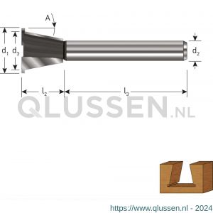 Rotec 271 HM zwaluwstaartfrees voorritser Gold-Line diameter 14,3 mm 14 graden d2=12 mm 272.07.1430